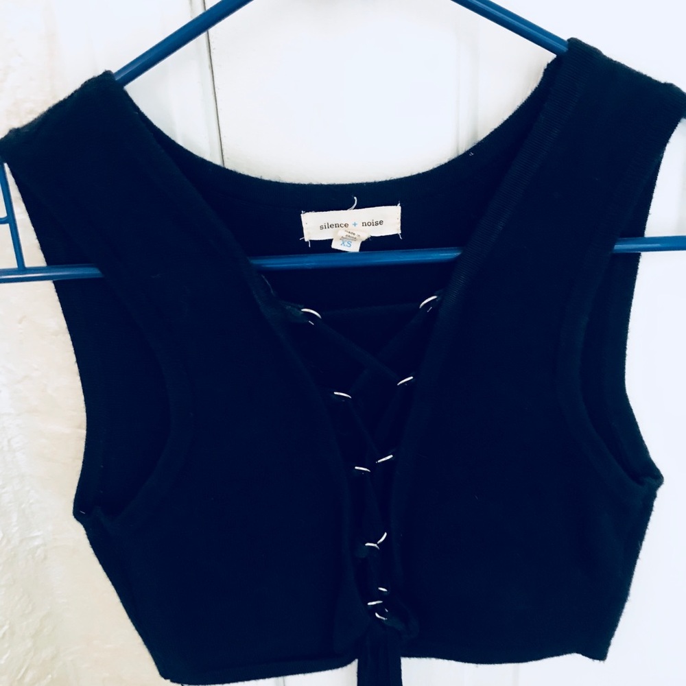 Silence + Noise lace up crop top